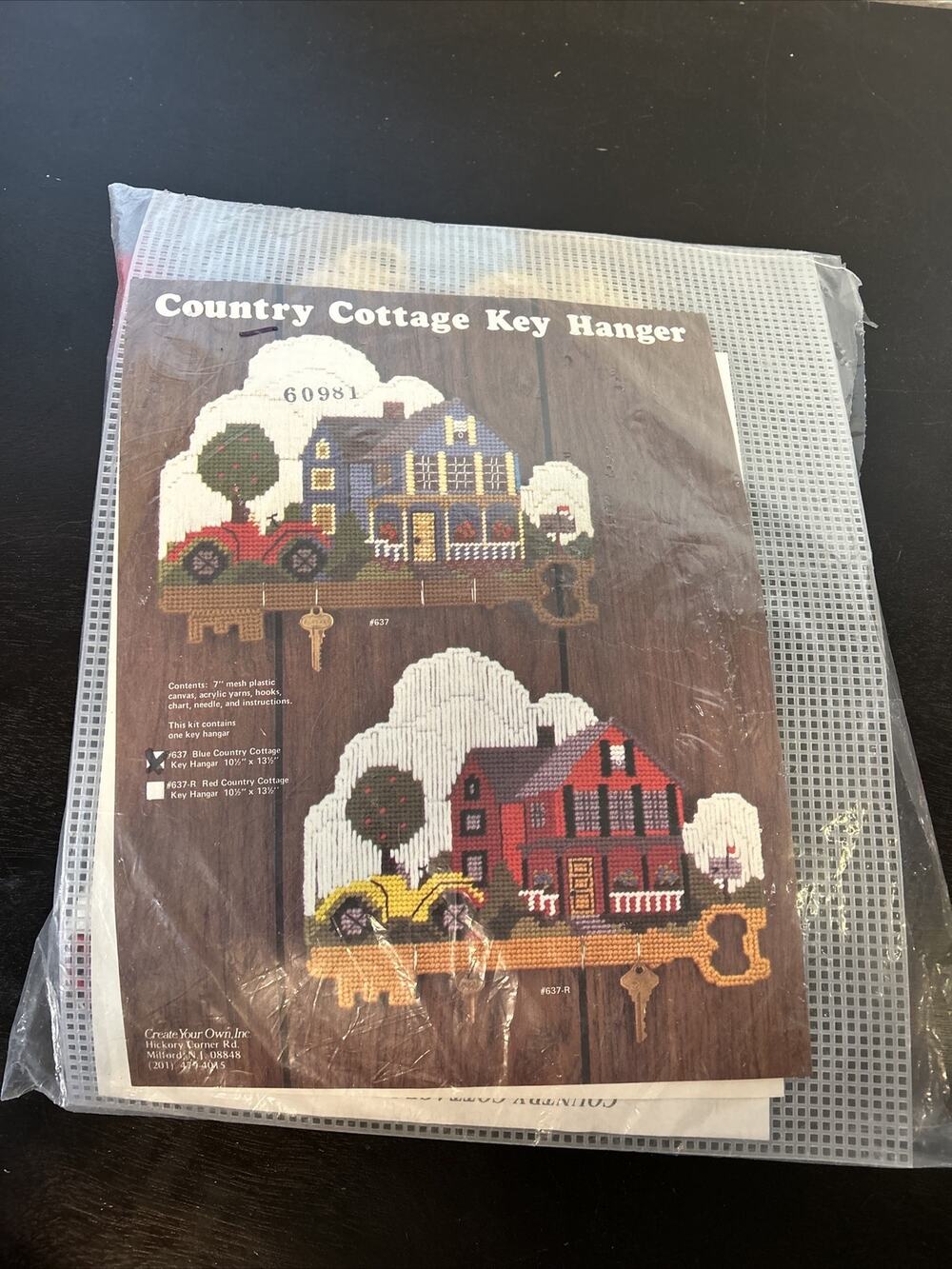 Vintage Create Your Own Inc #637 Country Cottage Key Hangar Cross Stitch 60981‎